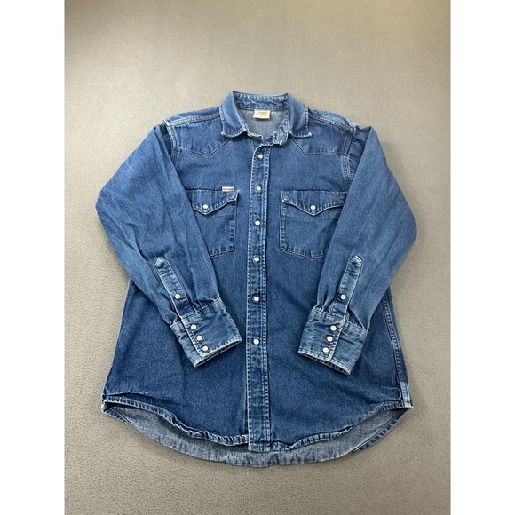 Carhartt Other - Vintage Carhartt Shirt Mens Medium Blue Denim Western Pearl Snap Made USA